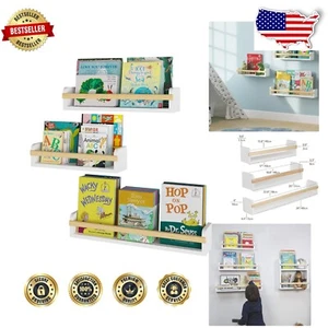 Stylish Kids Wall Shelves - 3-Piece Set for Organizing Books and Collectibles - Picture 1 of 10