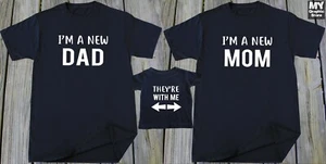 Schwangerschaftsansage Paar passende Shirts lustig Vater Sohn Mutter Tochter Baby - Bild 1 von 5