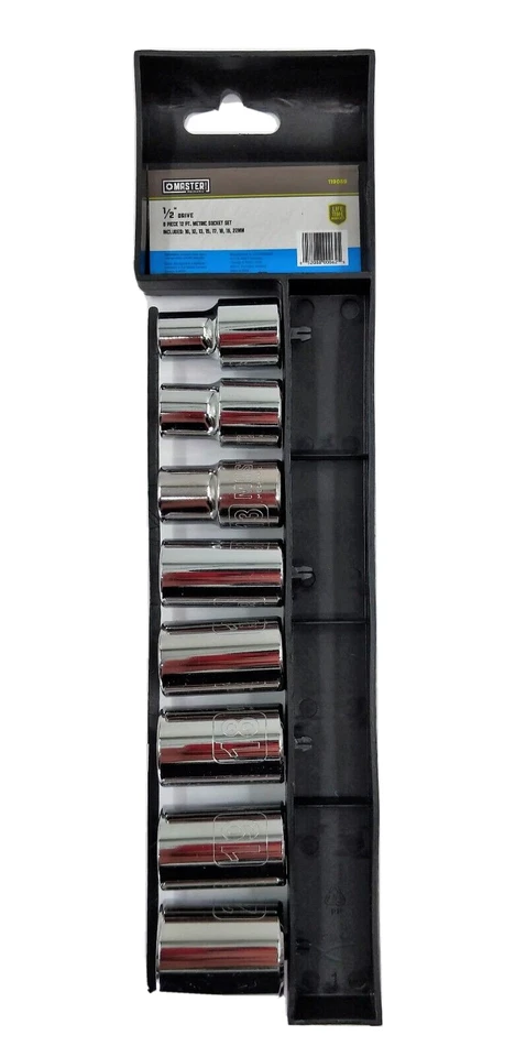 NEW! 8-Piece ½” Drive Metric Socket Set 12 PT, 10mm – 22mm, Master Mechanic - Image 1 of 4