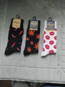 Parquet Men's Shoe Size 6-12.5 Colorful Printed Fun Crew Socks 3 Pairs NWT - Picture 1 of 7