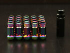 20Pc Tuner Racing Lug Nuts - 12X1.25 - Cone Seat - Neochrome - With Socket Key