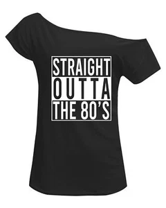Camiseta para mujer recta en los años 80 sin hombro damas años ochenta - Imagen 1 de 7