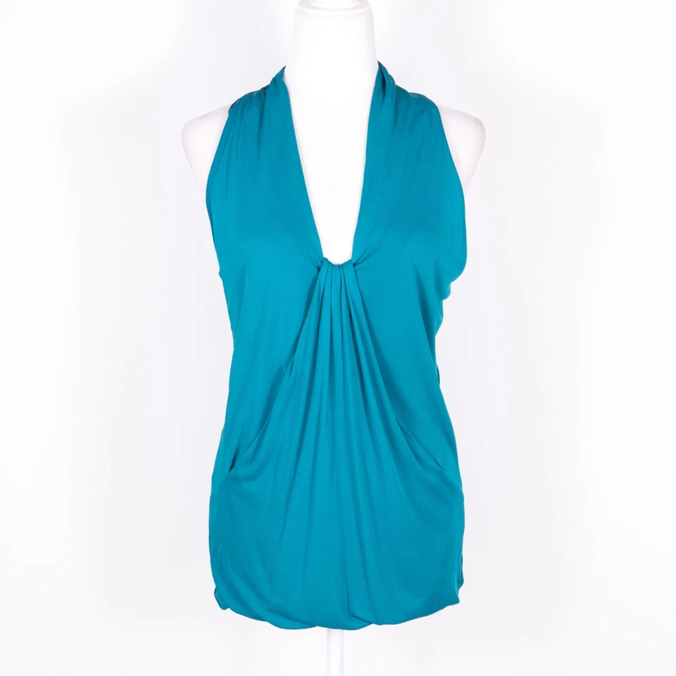 Iceberg вискозы/шелковой смеси с подкладкой драпированный v-образным вырезом Майка блузка - SZ M - Изображение 1 из 4