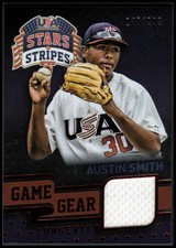 2015 USA Baseball Stars and Stripes Game Gear Ruby #10 Austin Smith Jersey /299