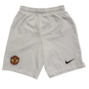 Nike White Drawstring Manchester Utd Sport Shorts Uk Boy's Size Medium W26 AA543 - Picture 1 of 5