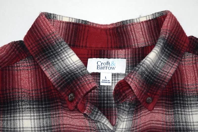 Винтажная клетчатая фланелевая рубашка размер L 00s темно-бордовые оттенки тень цвета слоновой кости клетчатый гранж - Изображение 1 из 4