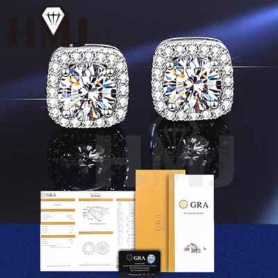 Pendientes Cuadrados 1ct Plata de Ley 925 Piedra Moissanita VVS1 Mujer Joyería Regalo Foto 1 de 4