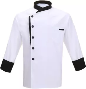 Unisex Chef Jacket Men's Chef Coat Restaurant Kitchen Chef Uniform Food Service - Picture 1 of 6