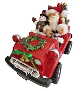 KURT ADLER Jolly Mate SANTA On Jeep Snowman Sound Activated Movement WORKS - Picture 1 of 7