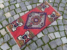 Vintage handmade rug,Turkish small rugs,Bohemian wool rug, Doormats 1,4 x 3,0 ft