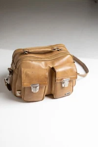 Vintage Film Camera Bag with many pockets | Light brown and dark brown - Picture 1 of 6