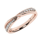 0.20ct Round Cut Diamonds Pave Offset Twisted Half Eternity Ring In 9K Rose Gold