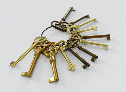 KY-12S Skeleton Key Set Reproduction Key for Antique Furniture - Cabinet Door Cover