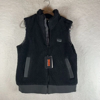 Bass Outdoor Faux-Sherpa Fleece Vest Womens Medium Black Route Hiking Faux 7685 - Image 1 of 4