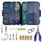 172pcs Fishing Accessories  Jig Hooks Swivels Rings Sinker Weights Box Kit b