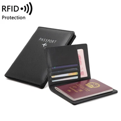 Ultra RFID Passport Holder Business Travel Leather Cover Ticket Cash Card Holder - Image 1 of 4