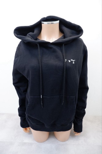 OFF WHITE Felpa donna con cappuccio Off White taglia M media nera stampa logo