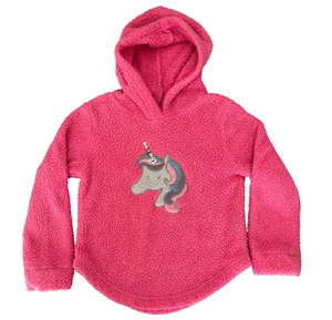 Pink Hoodie for Girls Unicorn Theme Fuzzy Faux Fur SIZE SMALL (7) - Picture 1 of 12