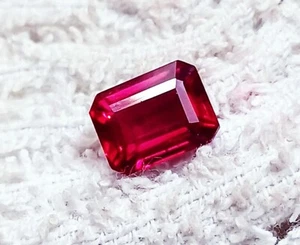 Emerald Shape Natural Red Ruby 5.95 Ct Certified Loose Gemstone - Imagen 1 de 6