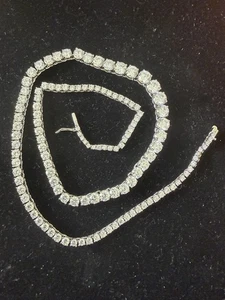 Dazzling Graduated CZ and Sterling SIlver Tennis Necklace 20” JTV - Picture 1 of 2