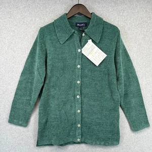 Denim Co Sweater Womens Small Green 100% Acrylic Long Sleeve Cardigan Button Up - Picture 1 of 17
