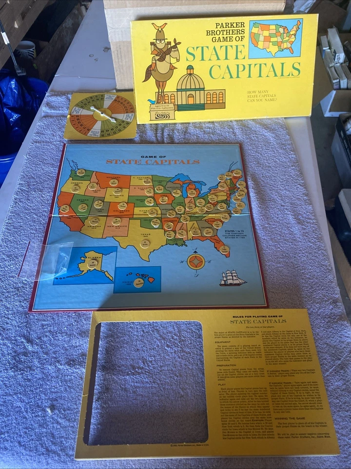 Game of State Capitals Parker Brothers 1966 COMPLETE Vintage Board Games - Image 1 of 4