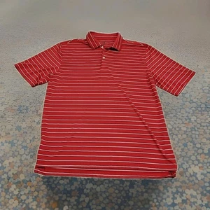 Fairway & Greene Tech Golf Polo Shirt SS XL EUC 48" X 30" Red White Stripe  - Picture 1 of 5