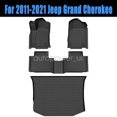 For 2011-2021 Jeep Grand Cherokee TPE Floor Mats Trunk Cargo Liners 3D Model NEW - Image 1 of 4