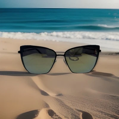 Gafas de sol DIFF Grace - Ojo de gato espejo negro/verde - Nuevas Foto 1 de 4