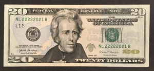 2017 $20.00 Note  6 2's Almost uncirculated #22222021 - Picture 1 of 2