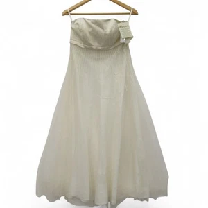 Monsoon Bridal Dress Size UK 10 Ivory 'Raine' Beaded Midi Strapless - Preloved - Picture 1 of 24