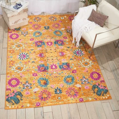 Alfombra de área Nourison Passion Sun 6'7" x 9'6", boho, marroquí, dormitorio, sala de estar... Foto 1 de 4