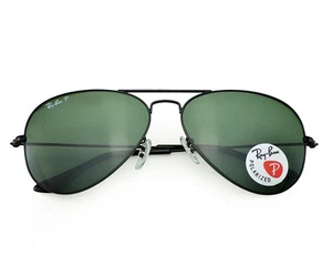 Ray-Ban Sunglasses RB3025 Aviator Classic Black Frame Polarized Green Lens 58mm - Picture 1 of 11