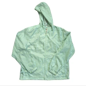 L.L. Bean Spring Green Preppy Lightweight Plaid Windbreaker Raincoat Jacket - Picture 1 of 4