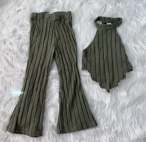 olive halter top flare pants set 4T - Picture 1 of 2