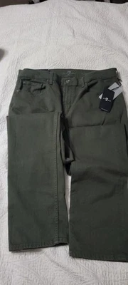 7 For All Mankind Men’s Slimmy Stretch Jeans Army Green Size 34 x 34 New $188 - Image 1 of 4