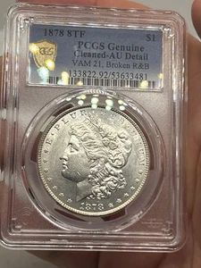 1878 8TF Morgan Silver Dollar $1 PCGS AU Dettagli - Sembra UNC VAM 21 "Rotto R&B! - Foto 1 di 11