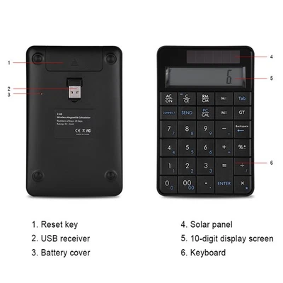 Mini 2.4G USB Wireless 2 In 1 29 Keys Numeric Keypad Keyboard & Calculator With - Image 1 of 4