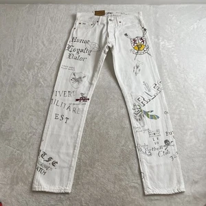 Polo Ralph Lauren The Sullivan jeans slim uomo 29x30 bianco denim grafica nuova con etichetta - Foto 1 di 17
