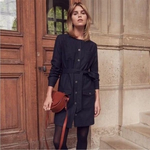 Sezane Kleid Josefa Mini Button Down Wollmischung in Dark Navy - Bild 1 von 7