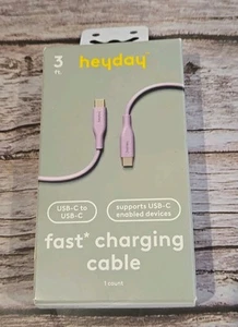 heyday USB-C auf USB-C Kabel Kabel Pastell Lavendel Schnellladen 3 Meter Neu (180) - Bild 1 von 2