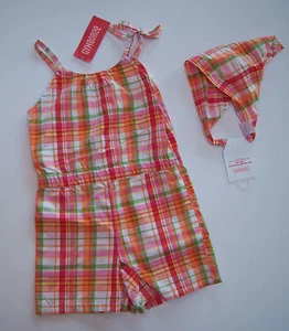 NWT Gymboree Cherry Baby 4 4T Plaid Romper One-Piece and Head Scarf Headband - Picture 1 of 1