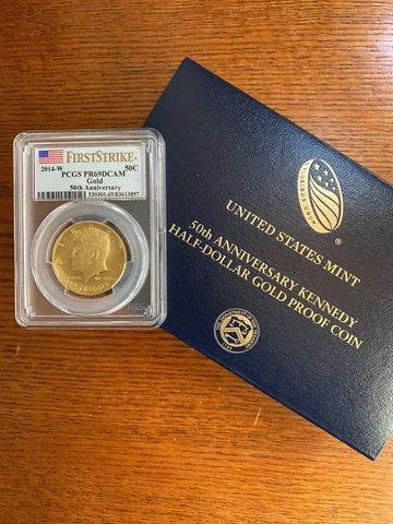 2014-W PCGS PR-69 Gold Kennedy Half Dollar Anniversary Proof Coin PR69 Cover