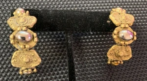 THE LIMITED Gold Tone Artistic Hematite Stone Textured Hoop Style Earrings! - Picture 1 of 4