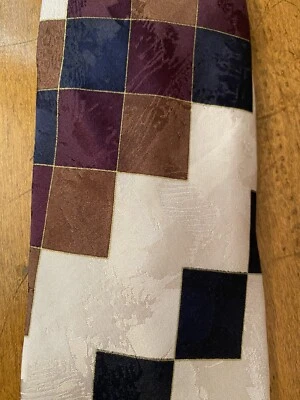 Bachrach Mens Silk Tie Necktie Brown Burgundy Blue 60” - Imagem 1 de 4