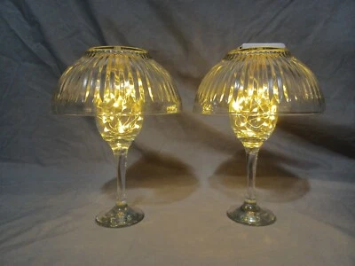Set Of 2 Battery Operated Handmade Glass Crystal Decorative Amber Lights Lamps - Image 1 of 4