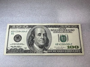 USA, SERIES 1996 $100 DOLLAR BILL, FEDERAL RESERVE NOTE, CIRCULATED, AB41584994F - Picture 1 of 2