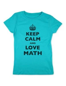 Keep Calm And Love Math School Shirt - Youth Girls Slim Fit Soft Shirt - Picture 1 of 3