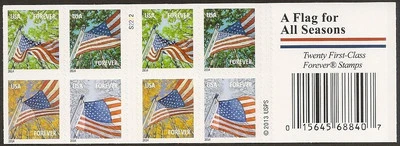 US 4782b-4785b 4785h Flag for All Seasons F booklet 20 SSP S2222 MNH 2014 - Image 1 of 2