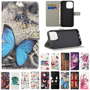 For iPhone 13 Pro Max 12 11 Magnetic PU Leather Pattern Wallet Stand Case Cover - Picture 1 of 94